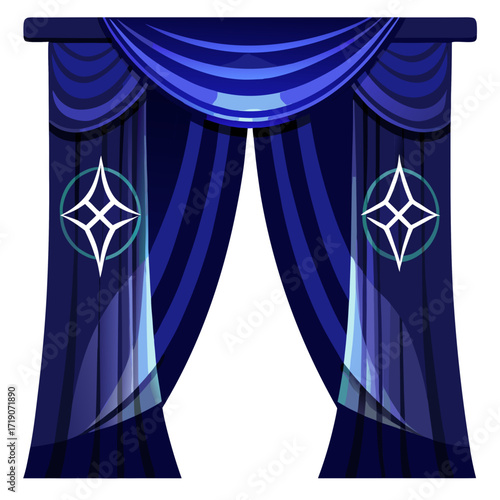 blue curtain with a curtain