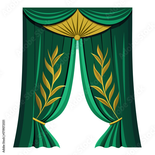 vector illustration of a green curtain