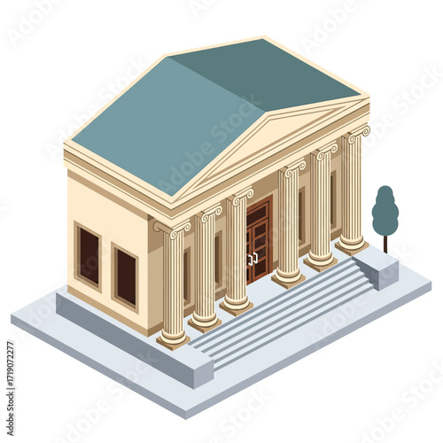 Elegant classical building with prominent columns and grand entrance, symbolizing tradition, knowledge, and stability for corporate or educational concepts.