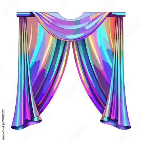 blue curtains isolated on white background