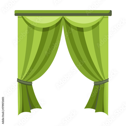 vector illustration of a green curtain