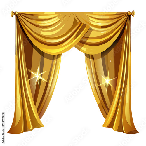 golden curtain isolated