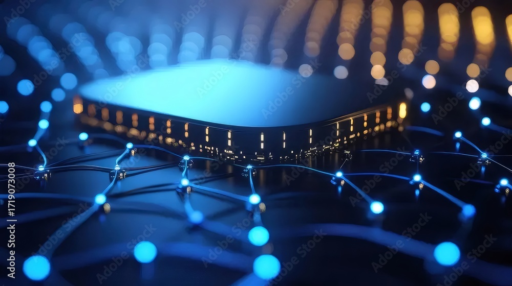 Obraz premium 青色技術的中央処理装置回路ネットワーク接続