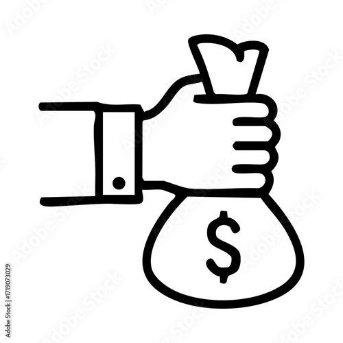 Hand holding a money bag with dollar sign
