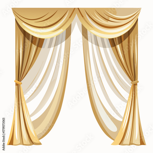 golden curtain isolated on white