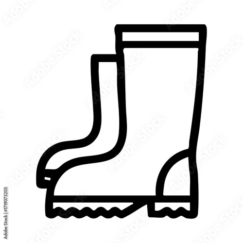 Line art of two black rubber boots