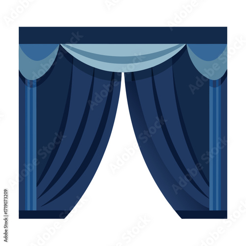 blue curtains isolated on white