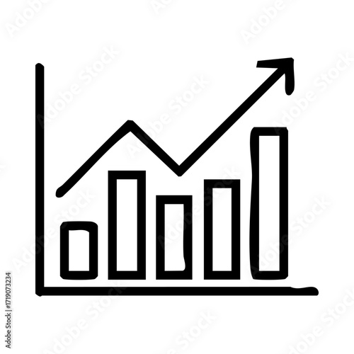 Line graph with ascending arrow and bar chart