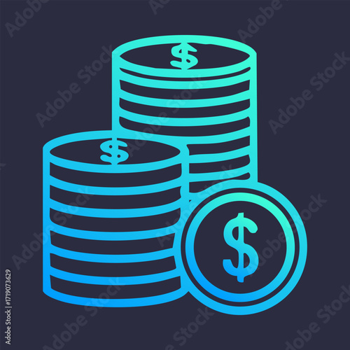 Stack of coins with dollar signs