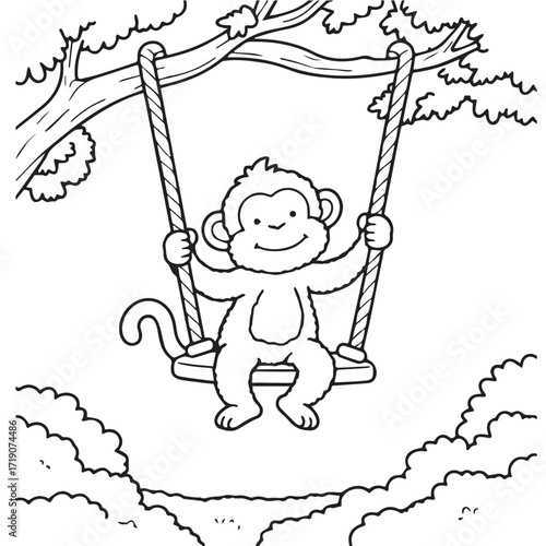 little monkey on a swing coloring pages coloring book