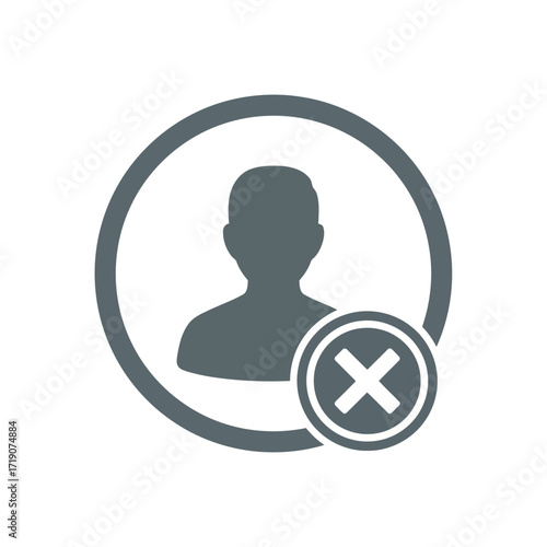 Flat icon of user icon with a cross symbol