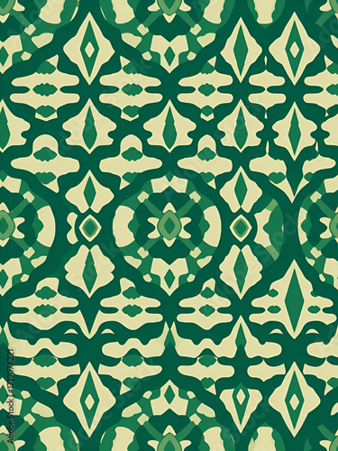 Ikat ogee seamless vector pattern illustration.