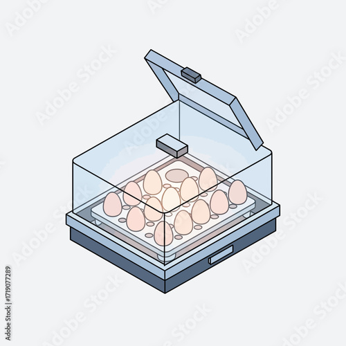 Nurturing new life as delicate eggs incubate in a modern, transparent incubator, promising future growth and innovation