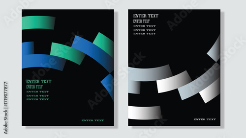 Modern abstract black background with curved gradient shapes vector