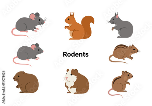 Cartoon rodents displayed on a white background
