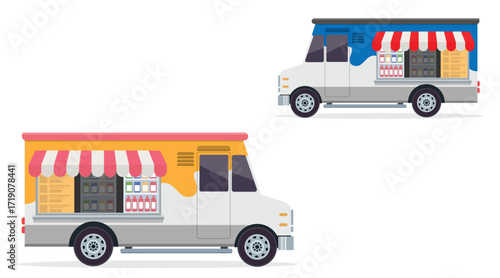 Food truck street mobile shop vector isolated on transparent background