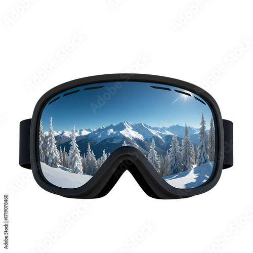 ski goggles on the snow