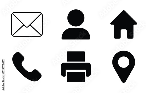 Basic interface communication icons vector isolated on transparent background