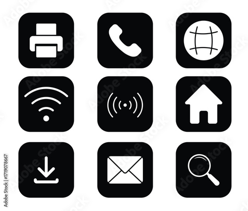 Interface communication technology icons vector isolated on transparent background