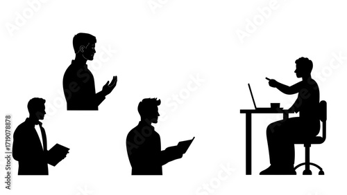 Silhouette Business Interview Scene – Candidate Presentation and Employer Evaluation