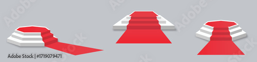 Red carpet staircase stage podium vector illustration isolated on transparent background
