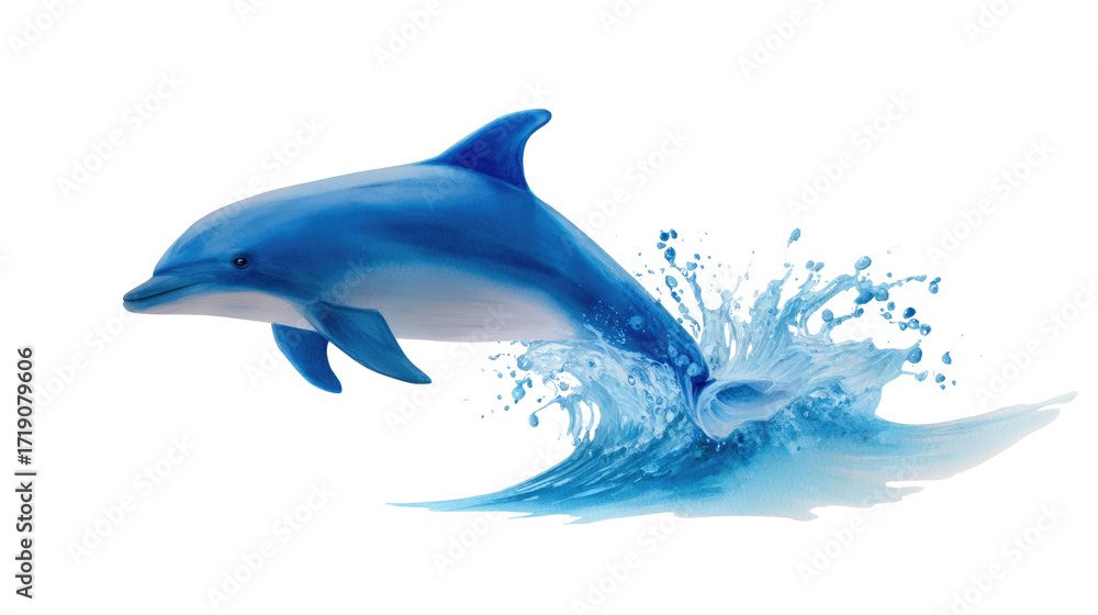 Obraz premium Dolphin's Aquatic Flight: A captivating portrait of a leaping dolphin breaking the surface of the ocean, radiating joy and power in a display of aquatic beauty. 