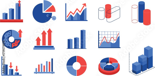 Business charts and graphs data analysis vector design