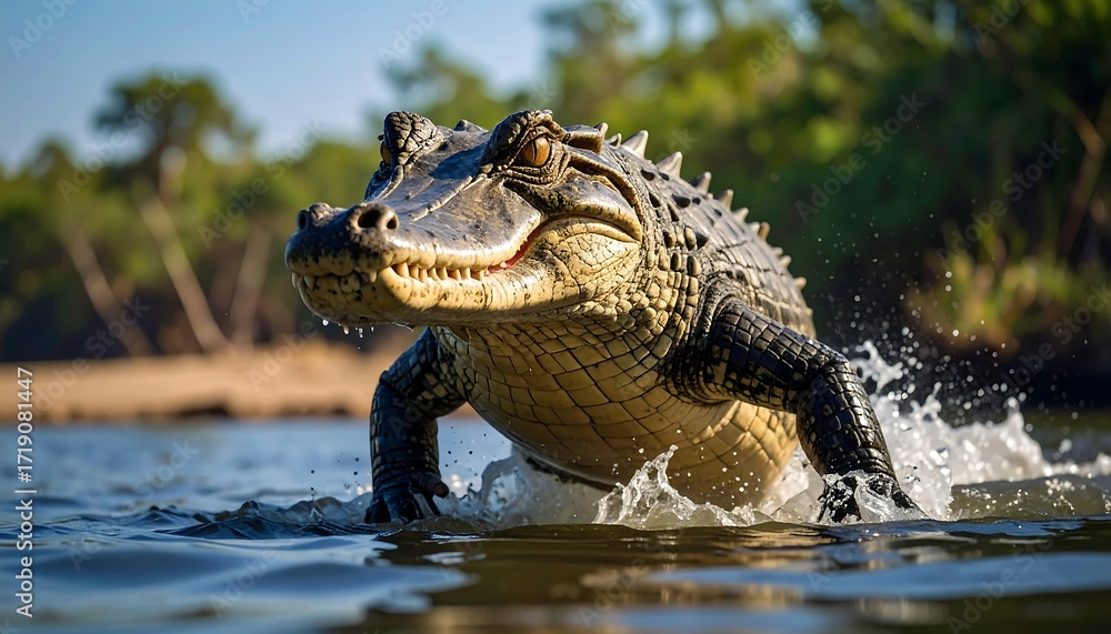 Obraz premium Croc emerging from water