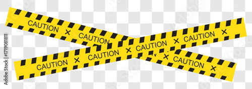 Set of warning tapes isolated on transparent background. Warning tape, danger tape, caution tape, under construction tape. Vector illustration, warning tape, white background,