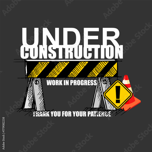 Under construction, background and board vector