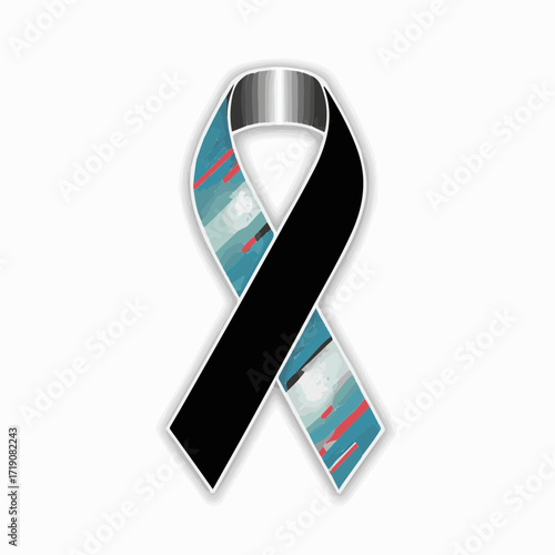 A simple and powerful black and white icon of the gold ribbon, the official symbol for childhood cancer awareness. This graphic represents hope, support, and solidarity for children