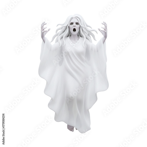 Screaming banshee ghost woman in white