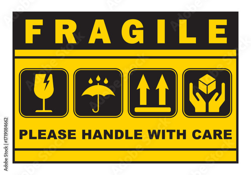 fragile sticker handle with care printable label broken glass and side up symbol template design