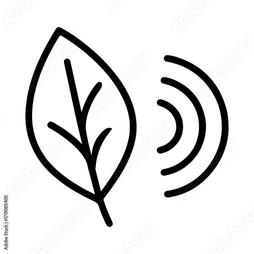 Leaf sensor outline, smart farming icon, eco monitoring interface, plant technology design, environmental sensor symbol, agriculture IoT system