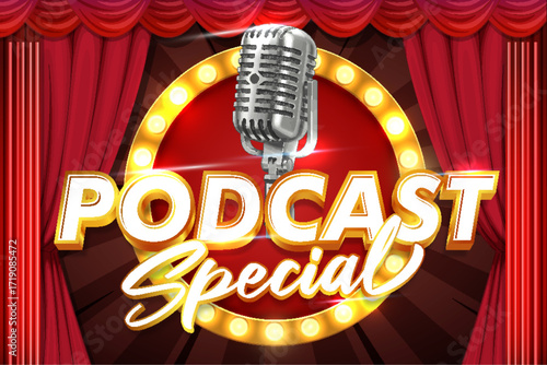 podcast special show logo text typography editable text effect font style template design