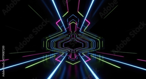 Abstract Neon Tunnel Light Show Animation Background
