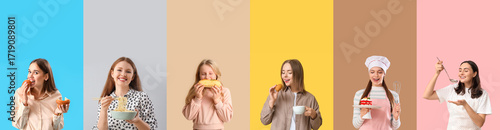 Collage of girls with tasty...