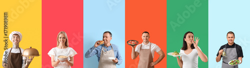 Set of people with tasty fo...