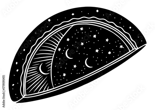 Calzone Silhouette Closed Half Moon, Italian Food SVG, PNG