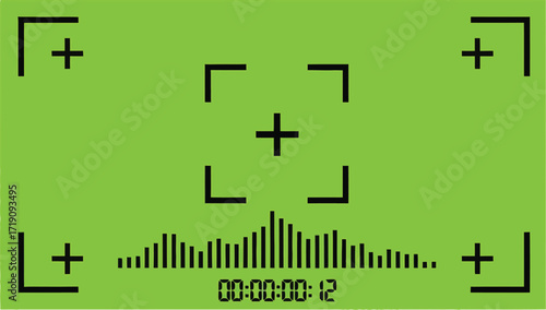 Green screen with crosshairs and audio waveform display overlayed editable vector file