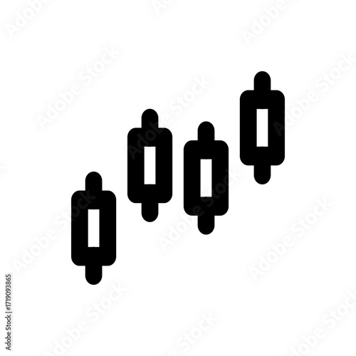 Illustration of four black candlestick chart patterns indicating market analysis and financial trends visually