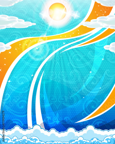Abstract background with added swirl pattern and foam decoration