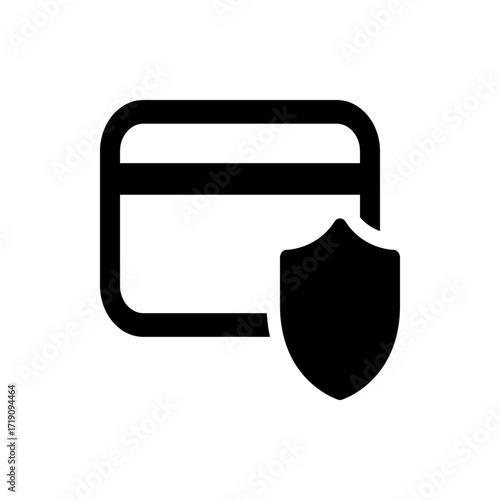 Illustration of a credit card with a shield overlay representing secure financial transactions and data protection