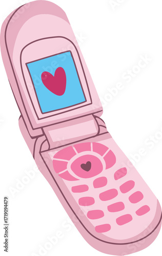 Pink Clamshell Phone with Heart Icon