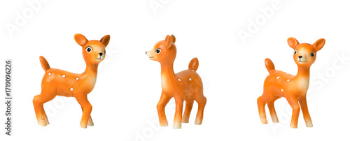 Toy deer made of plastic from different sides
