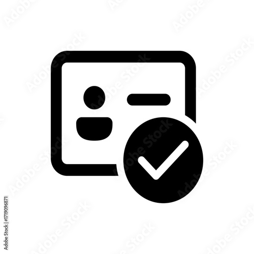 Identification card with a profile and a checkmark indicating verification is complete and approved