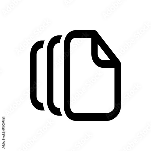 Illustration of three overlapping document icons with rounded corners and a folded top right corner design element