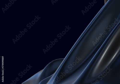 Abstract 3d render background dark blue gradient light wave silk liquid chrome metalic design render wallpaper modern illustration multicolored wavy surfaces