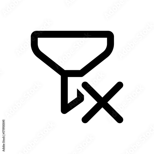 A black and white filter icon with an x symbol indicating the removal or deactivation of the filter function
