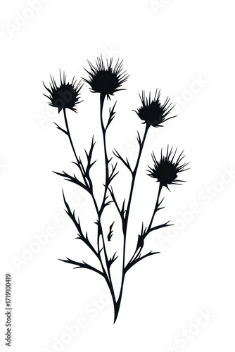 Wallpaper Mural Wild flower Canada Thistle thistle illustration silhouette. Torontodigital.ca